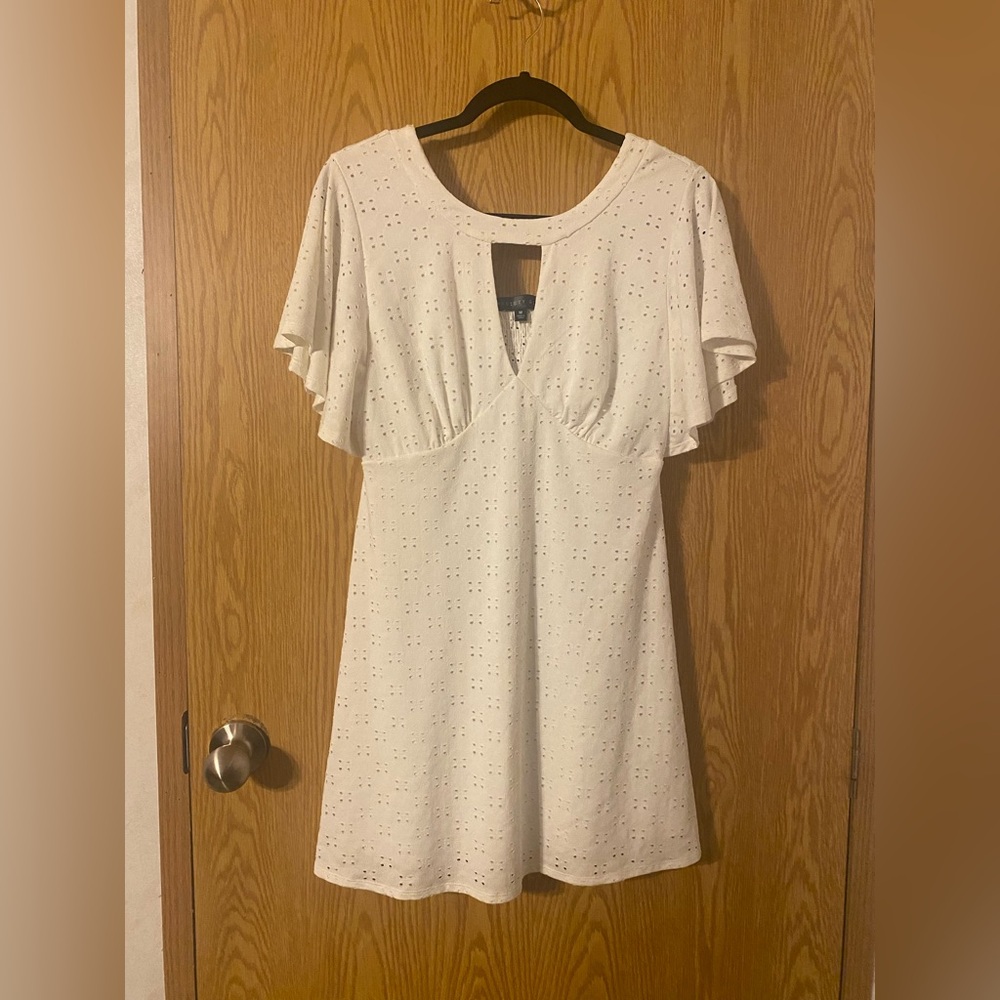 Chic White Eyelet Mini Dress